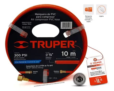 Manguera Para Compresor De 1 4x10m Pvc 300 Psi Truper 19014 MercadoLibre