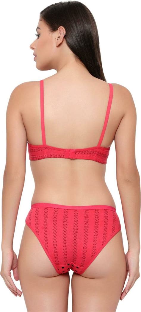 Tace Women Red Polka Cotton Blend Lingerie Set Jiomart