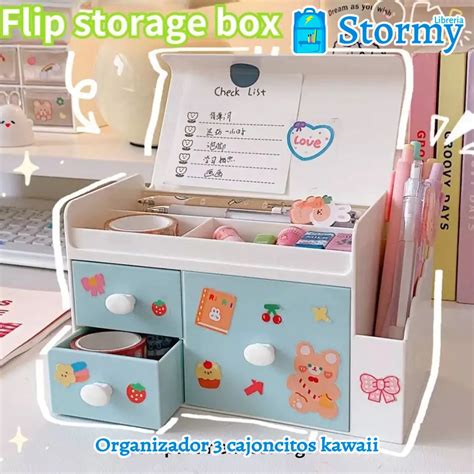 Organizador 3 Cajoncitos Kawaii Libreria Stormy