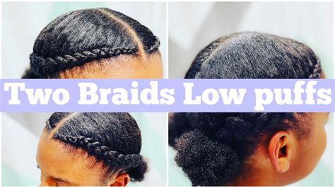 Two Braids Cornrow Puff Hairstyle On Natural Hair Naturalhair YouTube