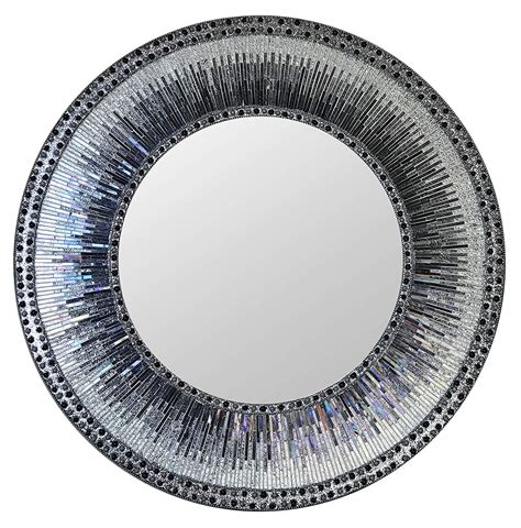 Decorshore Kaleidoscope 24 Inch Wall Mirror Luxe Multi Colored Silver And Iridescent Charcoal