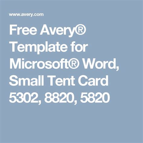 Free Avery® Template for Microsoft® Word, Small Tent Card 5302, 8820 ...