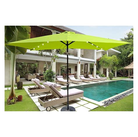 Ft Solar Patio Umbrella Led Lighted Rectangular Market