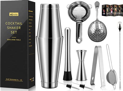 Cocktail Shaker Koviti 12 Piece Bartender Kit Stainless Steel Cocktail Shaker