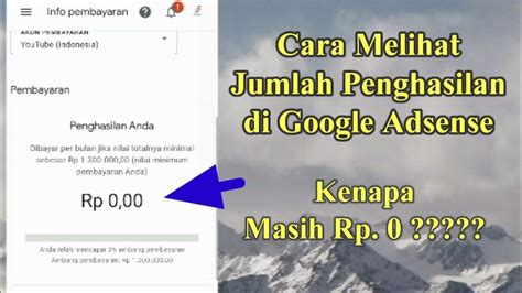 Cara Melihat Penghasilan Youtube Di Google Adsense Youtube