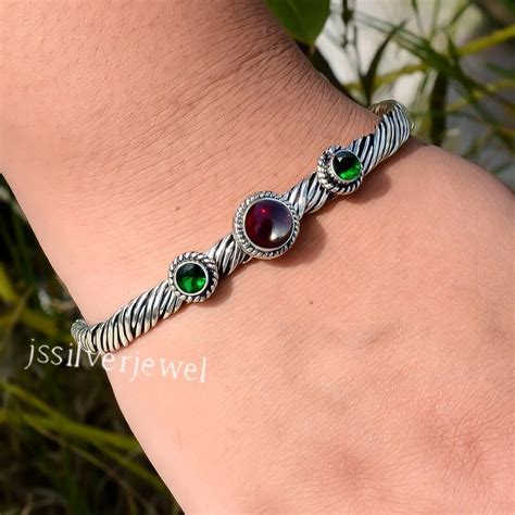 Chrome Diopside Et Grenat Pierres Pr Cieuses En Argent Sterling