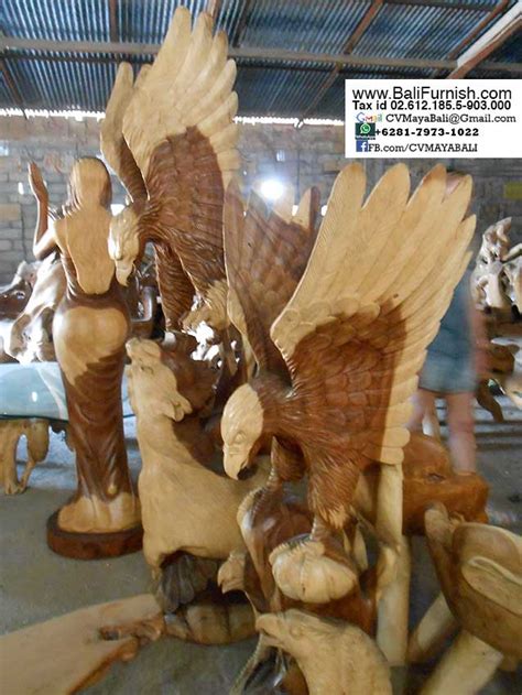 Large Wooden Eagles Carvings From Bali Indonesia