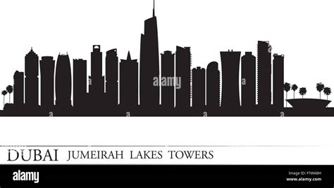 Dubai Jumeirah Lakes Towers Skyline Silhouette Background Stock Vector