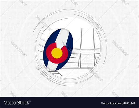 Colorado flag on rugby ball lined circle rugby Vector Image