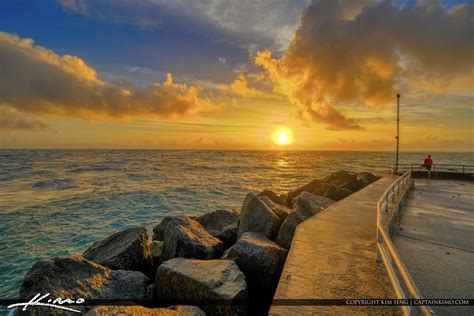 Jupiter Inlet Ocean Dubois Park Colors Royal Stock Photo