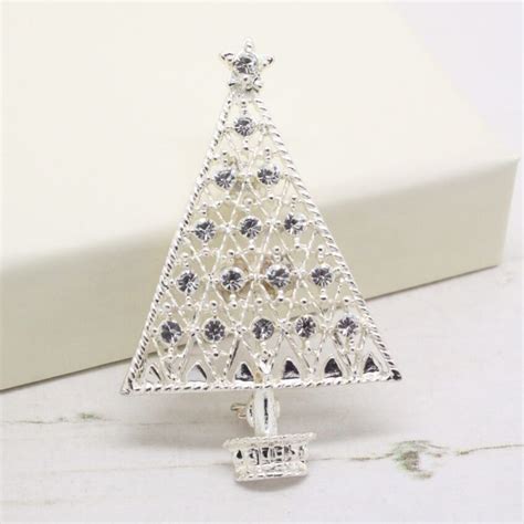 Eisenberg Ice Silver Sparkle Christmas Tree Brooch Pin