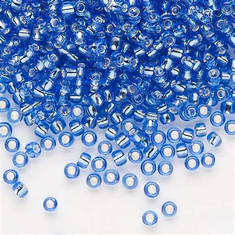 Seed Bead Dyna Mites Glass Silver Lined Translucent Blue 8 Round