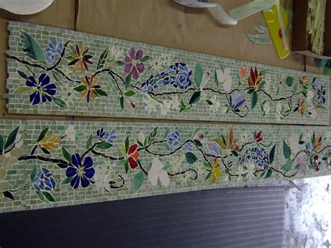 Mosaic Border Tiles In Floral Motif Designer Glass Mosaics Designer