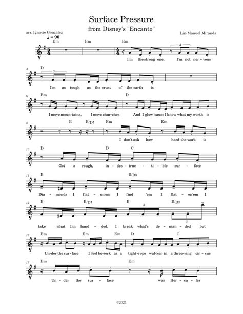 Surface Pressure – Lin-Manuel Miranda Sheet music for Piano (Solo) Easy | Musescore.com