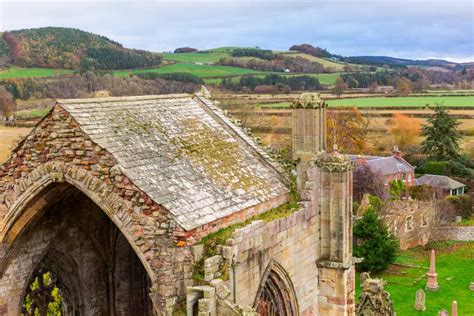 Ruins of Melrose Abbey in the Scottish Borders Region in Scotland Stock Photo - Image of ...