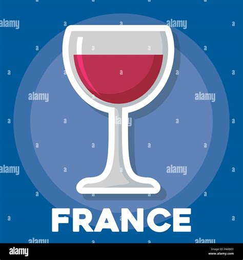 France Culture Design With Wine Glass Icon Over Blue Background Colorful Design Vector