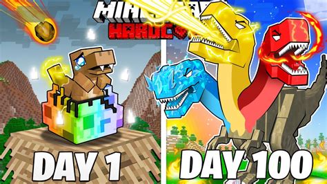 I Survived Days As An Elemental Dinosaur In Hardcore Minecraft