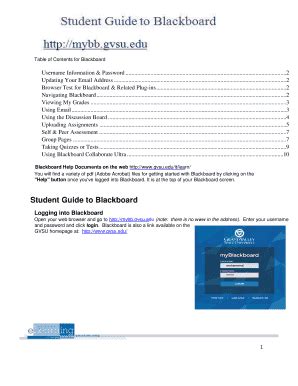 Fillable Online Table Of Contents For Blackboard Fax Email Print