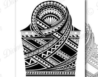 Tribal Polynesian Tattoo Half Sleeve Shoulder To Elbow Etsy