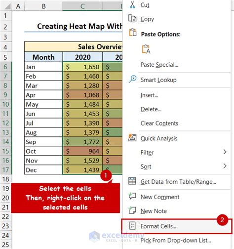 How to Create a Heatmap in Excel (Static, Dynamic and Geographic ...