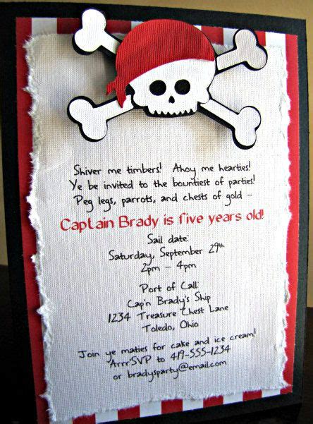 Birthday Party Invitation Wording, Pirate Birthday Invitations ...