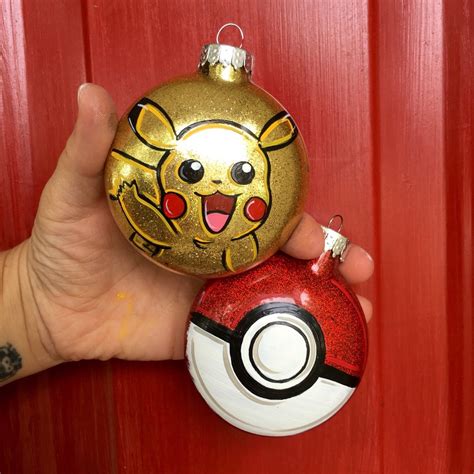 Pikachu Ornament Pokeball Ornament Pokemon Ornament Etsy