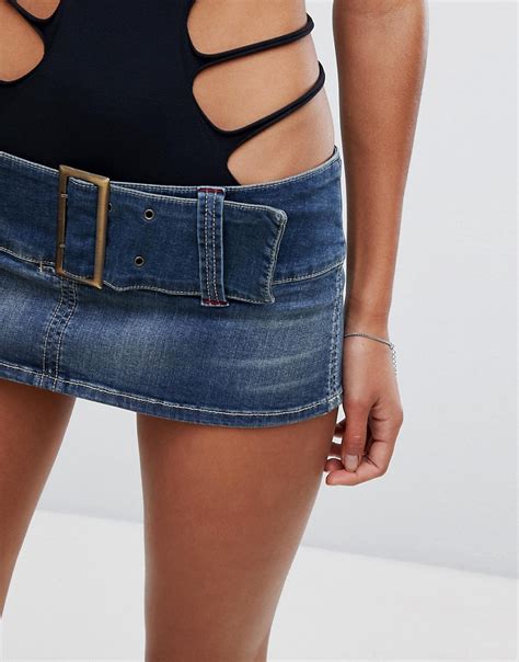 Jaded London Extreme Mini Denim Skirt With Belt Shopperboard