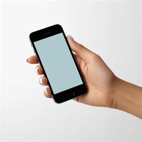 Hand Holding Mobile Smart Phone With Blank Screen Isolated White