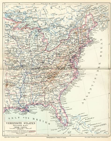 Historische Karte Karte Der Vereinigten Staaten Von Amerika USA Von 1890