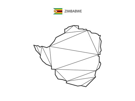 Mosaic Triangles Map Style Of Zimbabwe Isolated On A White Background