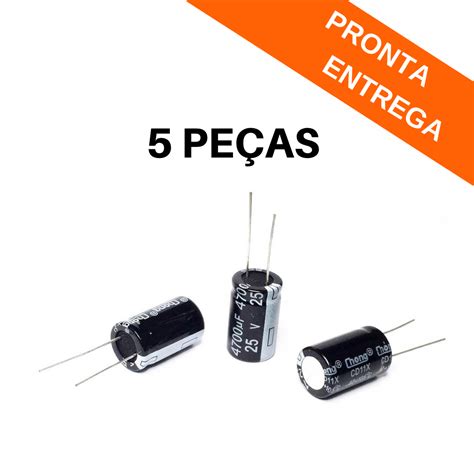 Kit 5 Peças Capacitor Eletrolítico 4700uf 4700mf 25v 105ºc 16x25 Chong Capacitores Achei