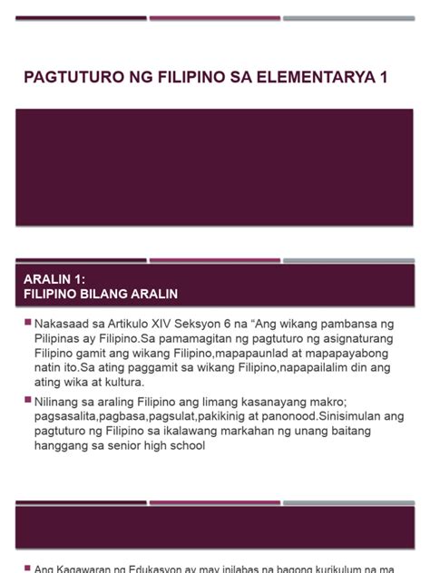 Pagtuturo Ng Filipino Sa Elementarya 1 Pdf