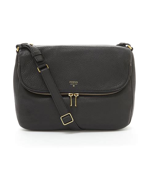 Fossil Sydney Leather Crossbody Bag In Black Lyst