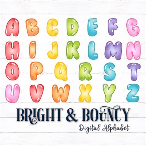 Printable Digital Alphabet Letters Bubble Letters Bubble Etsy