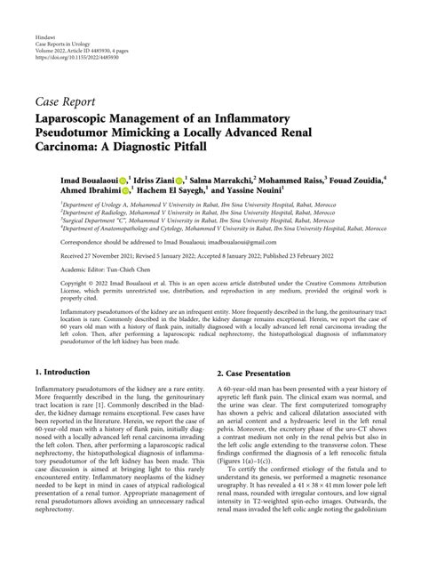 Pdf Laparoscopic Management Of An Inflammatory Pseudotumor Mimicking