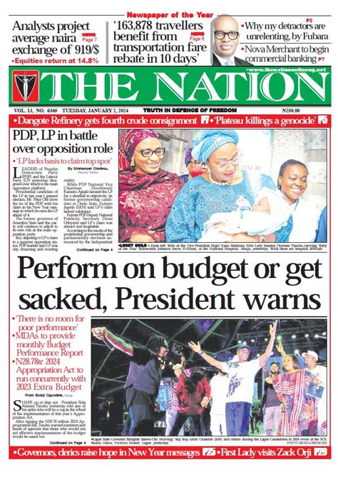 Nigerian Newspapers Daily Front Pages Review Tuesday Nd January