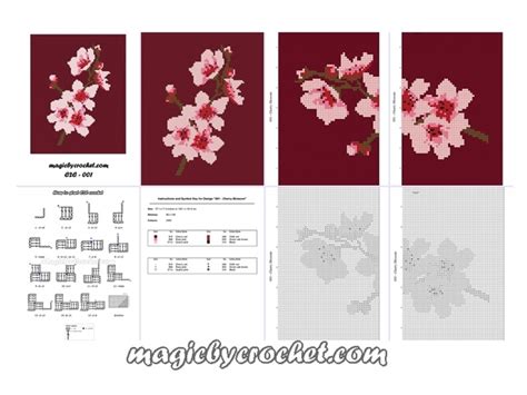 C2C Crochet Graph, Cherry Blossom Graph, C2C Chart, Instant Download ...