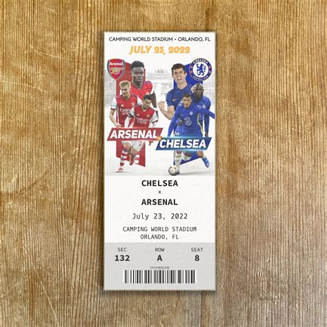 CHELSEA Vs ARSENAL July 23 Orlando Florida Customizable Ticket - Etsy ...