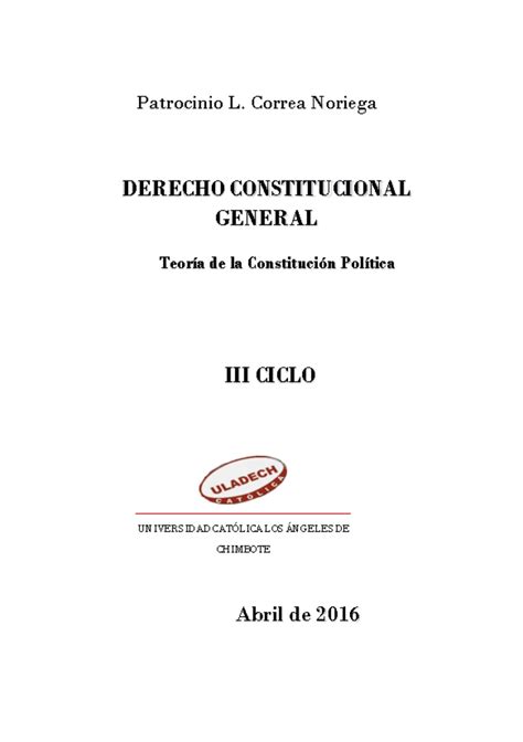 S S Lectura Informe Derecho Constitucional General Teor A De La