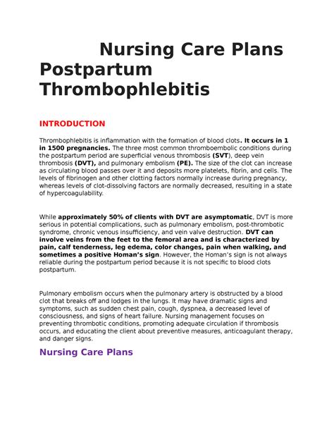 Nursing Care Plans Obg Nursing Care Plans Postpartum