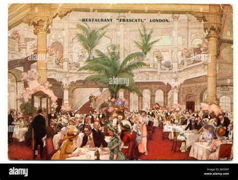 Old Hand Painted Victorian Postcard Of Restaurant Frascati In London