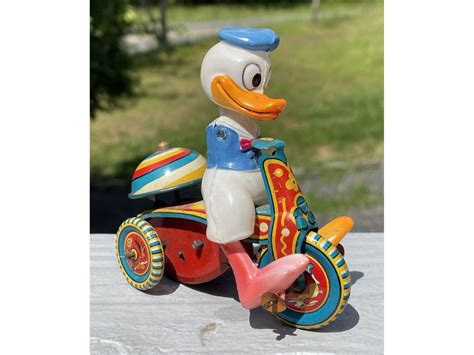 Rare S Vintage Line Mar Toys Donald Duck On Tricycle Tin Wind Up