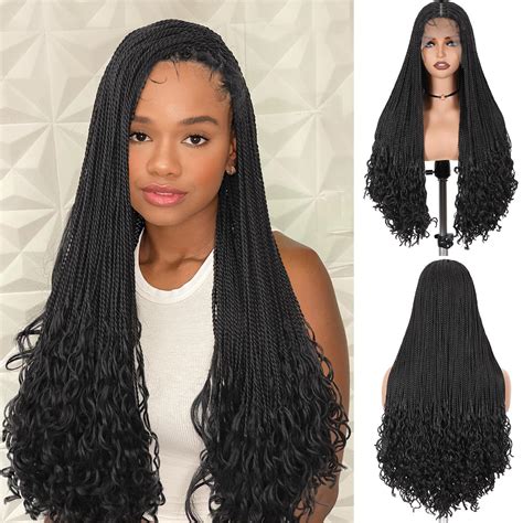 Fave Goddess Braided Wigs 11x5 Double Lace Braided Wig Boho Twist Braided Lace Front