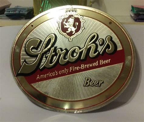 Vintage Strohs Beer Oval Mirror Sign Ebay