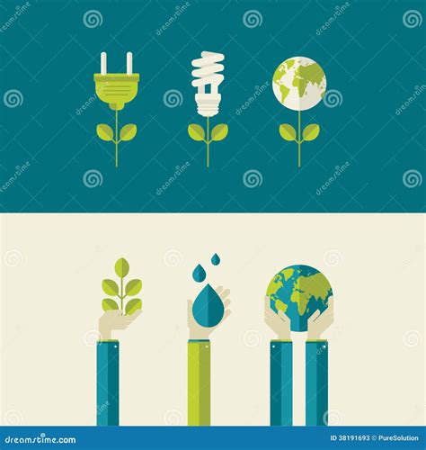 Set Of Flat Design Concepts For Ecology Stock Vector Illustration Of