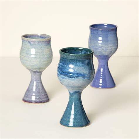 Pair Of Handmade Goblets Pottery Wine Goblets Handmade Wine Glasses