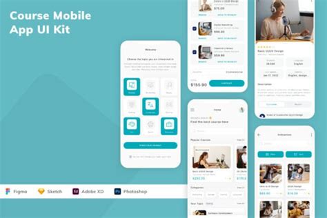 Course Mobile App UI Kit Graphic By Betush Creative Fabrica