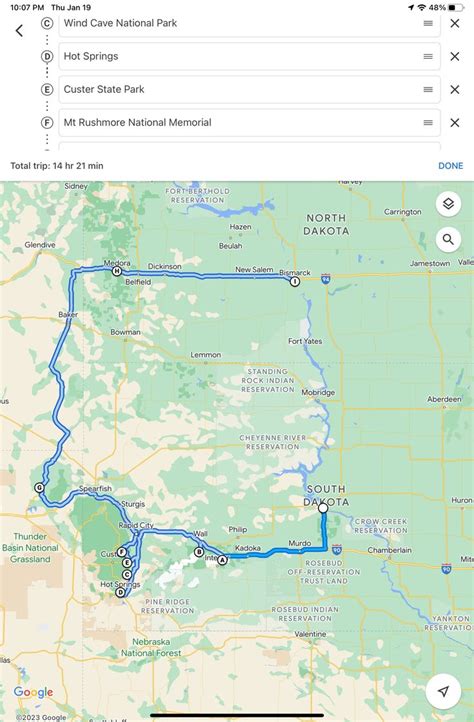 A Map Showing The Route To Yellowstone National Park