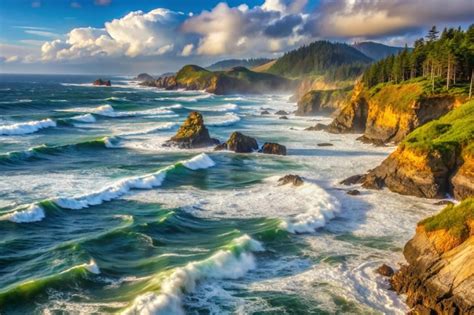 Oregon Coast Landscape With Rough Seas Oregon Coast Landscape Beautiful