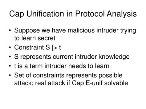 Ppt Cap Unification Application To Protocol Security Modulo